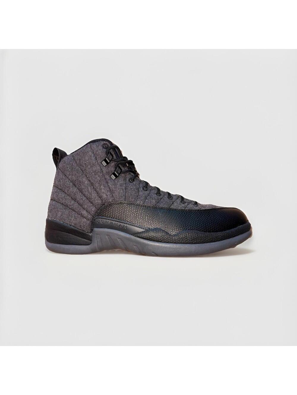 Nike Air Jordan 12 Retro Wool Dark Grey Black Basketball Shoes Mens Size 13